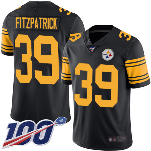 Men Pittsburgh Steelers Football #39 Limited Black Minkah Fitzpatrick 100th Season Rush Vapor Untouchable Nike NFL Jersey